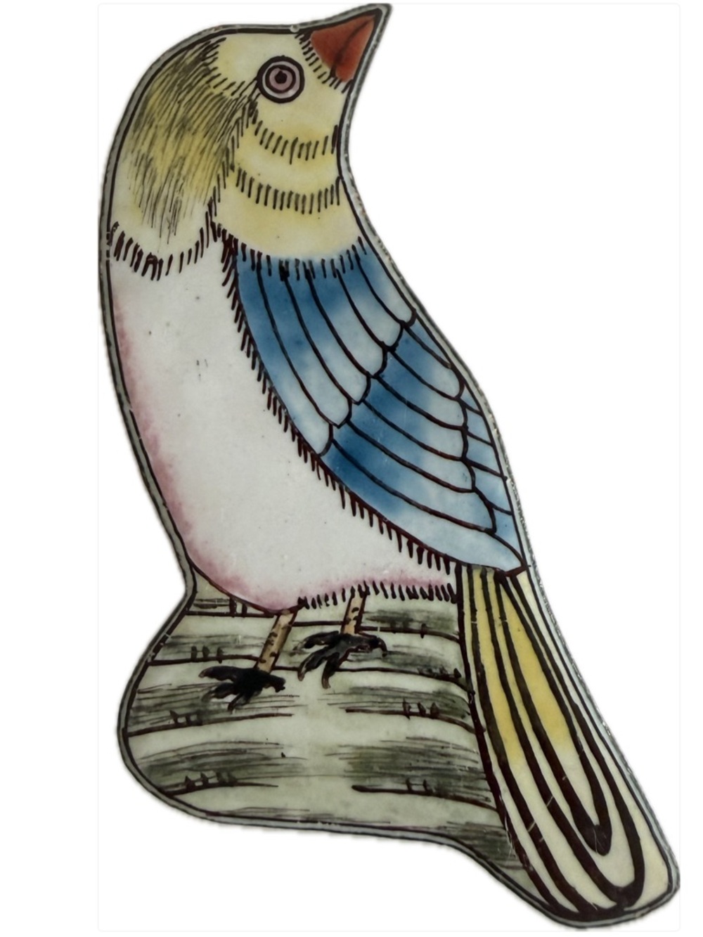 Vintage Chinoiserie Brass & Enamel Bird Trinket Box